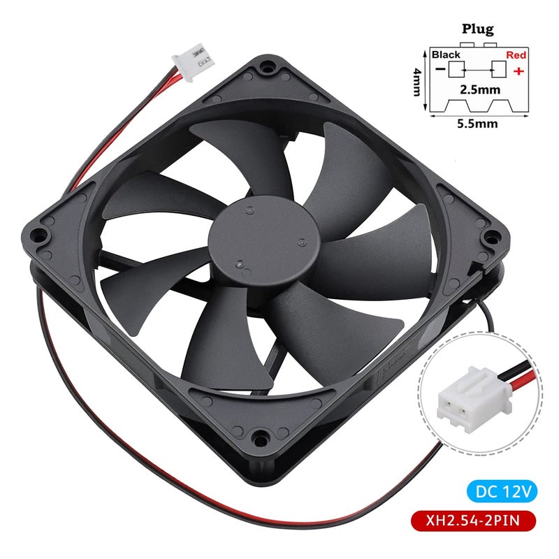 GDSTIME 12V Cooling Fan 1425, 140mm x 25mm Dual Ball Bearings DC Brushless Cooler Fan 2-Pin - Image 4